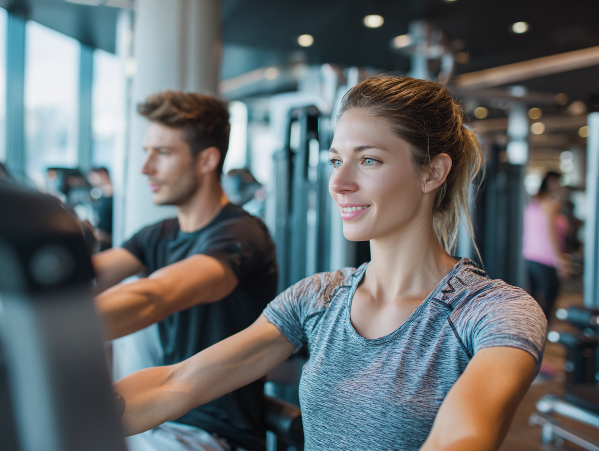 Разнообразие от фитнес оборудване и здравословни храни